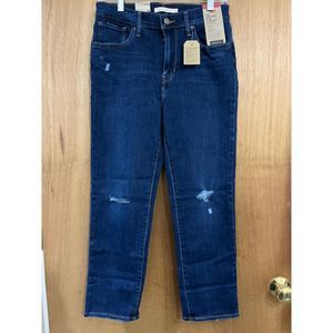 Women's Levis jeans 724 high rise slim straight size 8 NWT cropped distressed